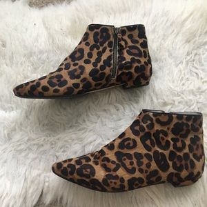 Boden Leather leopard print ankle boot